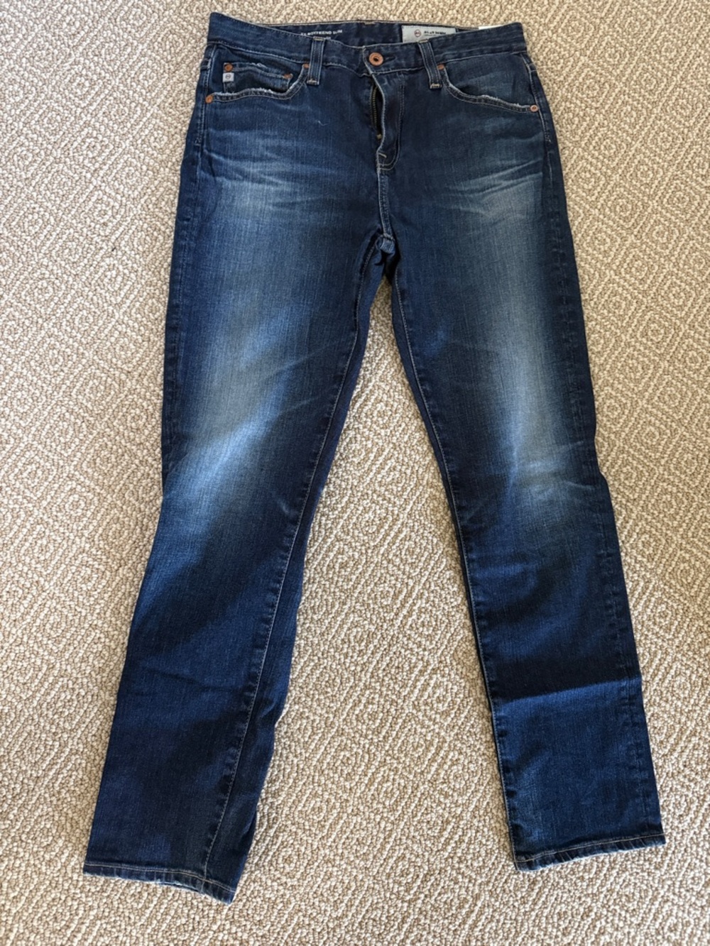 Ag Adriano Goldschmied Dark Blue Straight-Leg Jeans
